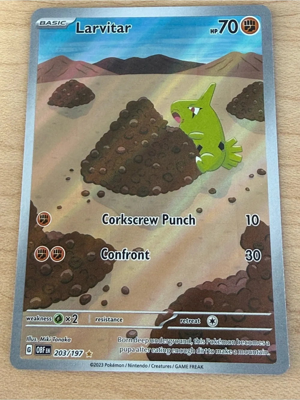 Pokemon Larvitar Trading Card - Green